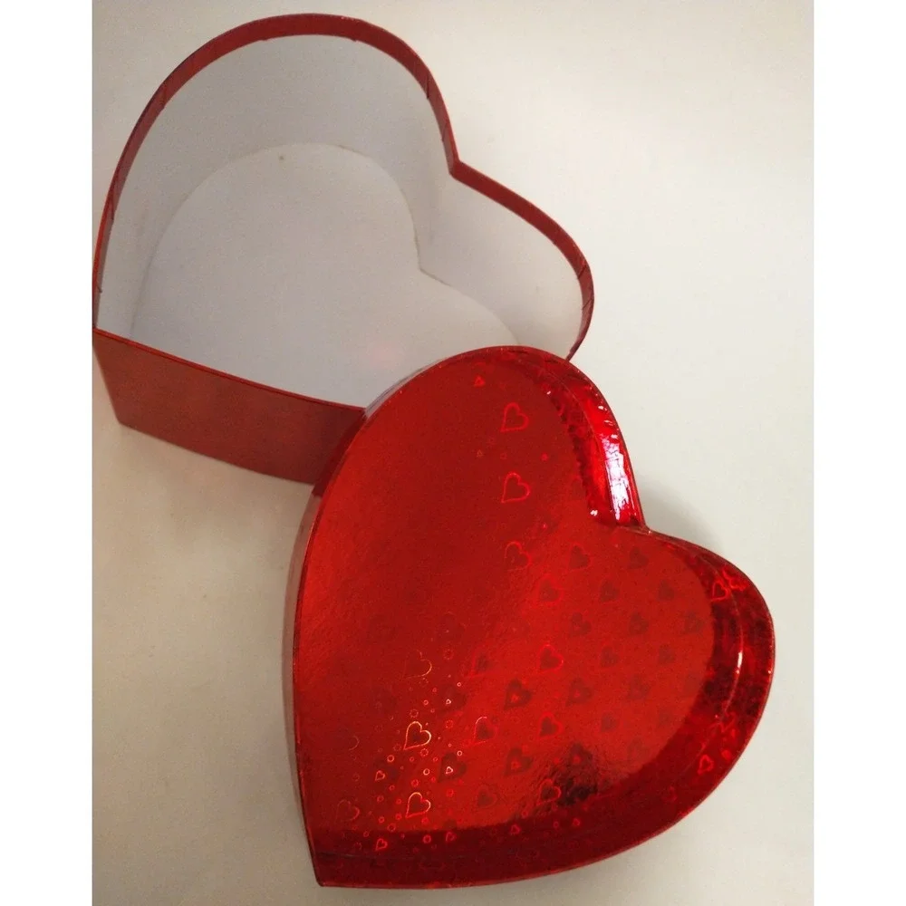 Just For You Glossy Red Heart Gift Box Reflective Wedding Favor Bouquet Romance
